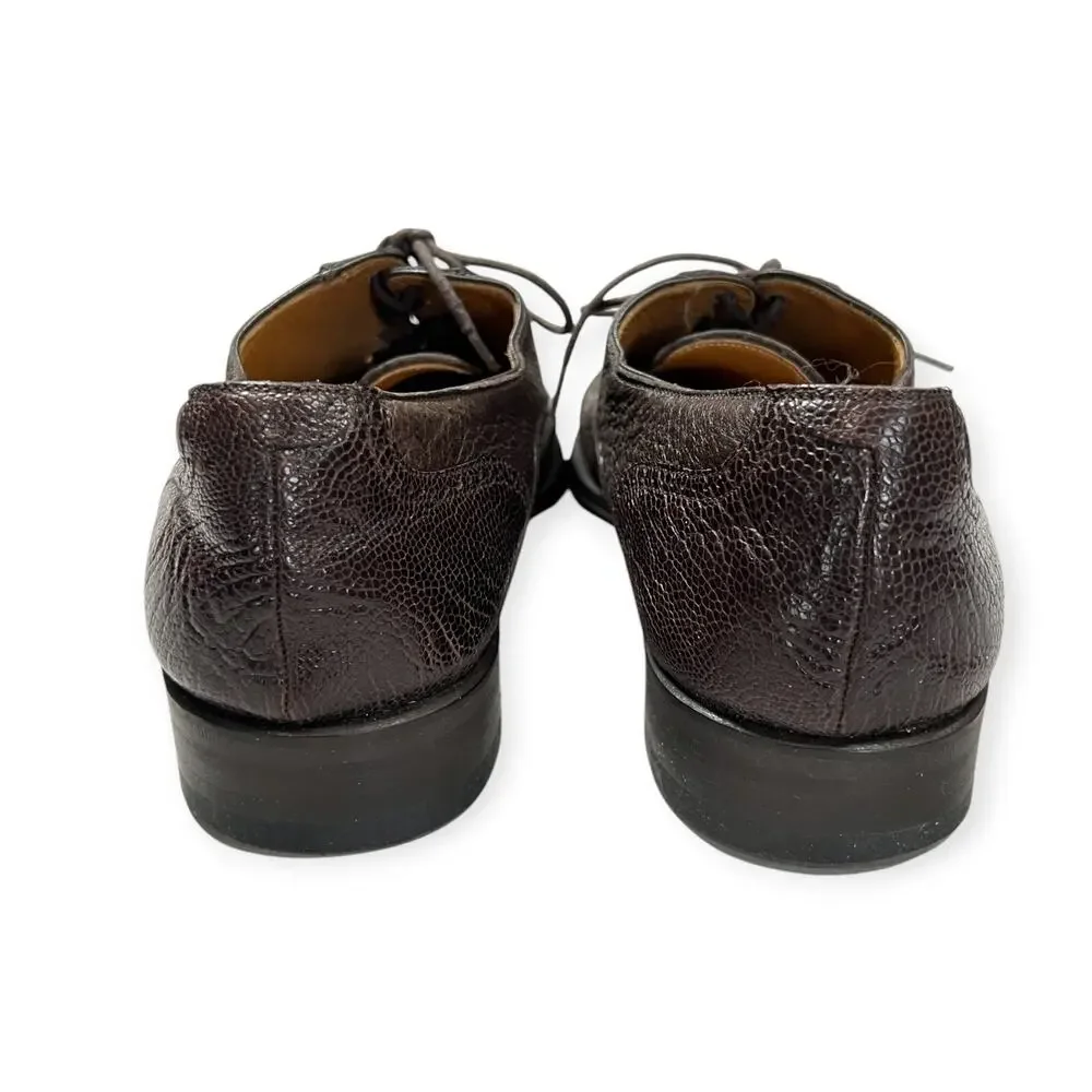 Magnanni 8761 Brown Ostrich Leather Oxford Dress Shoes MENS 42 US 9 Lace Up